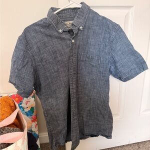 L.L. Bean Men's Short-Sleeve Chambray Button-Down Shirt - Denim Blue